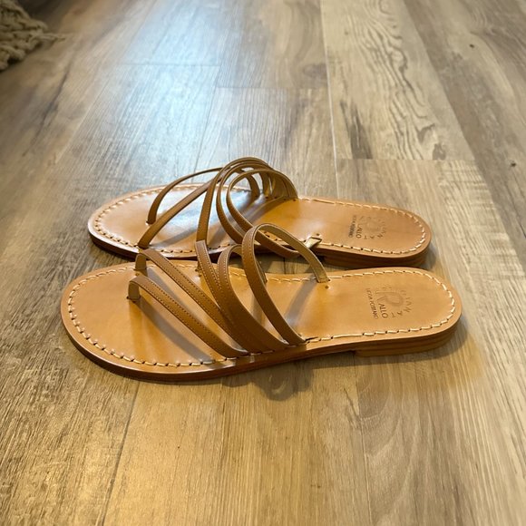 Tan sandals handmade italy size 12 - Picture 2 of 2
